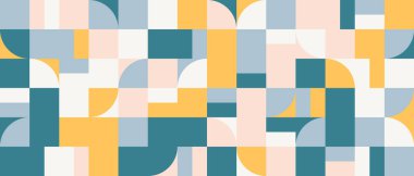 Basit geometrik şekil ve formlarla yatay soyut vektör deseni. Grafik ögelerinin uzun kompozisyonu, web tasarımı, iş sunumu, web sitesi başlığı, davet arkaplanı için kullanışlı.