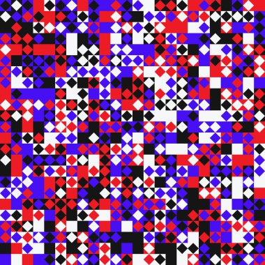 Basit şekiller ve parlak ve canlı renklerden oluşan soyut geometrik vektör deseni. Geometrik kompozisyon, web tasarımı için kullanışlı, kartvizit, davet, poster, tekstil baskısı, arkaplan.
