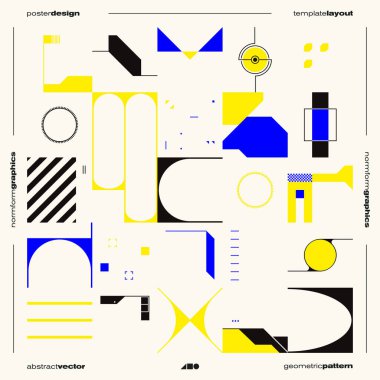 Soyut elementler ve geometrik şekillerle yapılmış, poster, web sitesi tasarımı, albüm kapağı baskıları ve güzel sanatlar için kullanışlı, vahşilik tasarım poster kapağı kapağı kapağı düzeni..