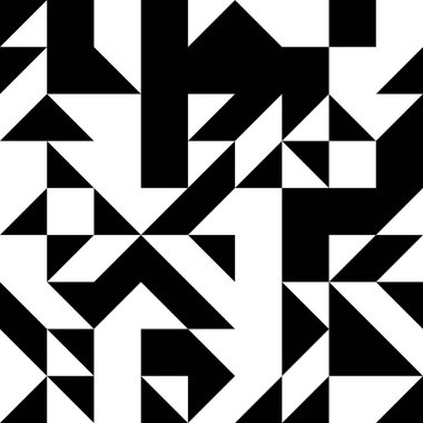 Siyah ve beyaz şekilli basit geometrik soyut vektör deseni. Geometrik grafik kompozisyonu, web tasarımı, kartvizit, davetiye, poster, tekstil baskısı, arkaplan.