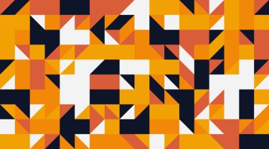 Basit şekilleri ve figürleri olan soyut mozaik sanat tasarımı. Temel form ve elementlerle geometrik desen grafikleri. Web afişi, iş sunumu, marka paketi, kumaş baskısı için mükemmel.