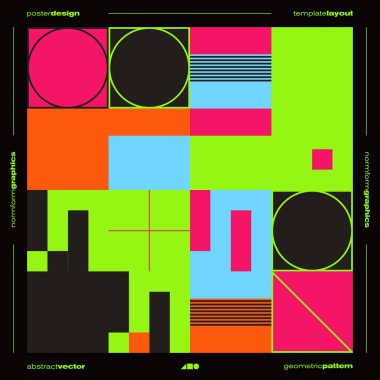 Postmodern kare boyutlu vektör kapağı tasarımı modernizm ve minimalist barbarlık tarzında yaratıldı, poster sanatı, dergi ön sayfası, dekoratif baskı, web afişi için kullanışlı.