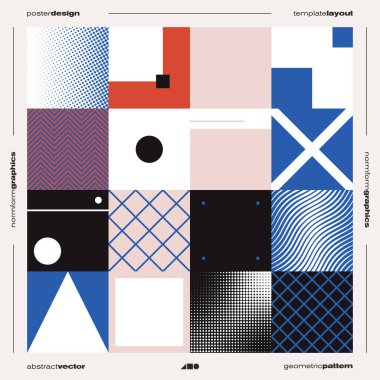 Postmodern kare boyutlu vektör kapağı tasarımı modernizm ve minimalist barbarlık tarzında yaratıldı, poster sanatı, dergi ön sayfası, dekoratif baskı, web afişi için kullanışlı.