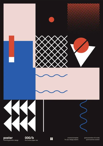 Bauhaus Inspirovaný Grafický Design Vektorového Plakátu Vektorovými Abstraktními Prvky Liniemi — Stockový vektor