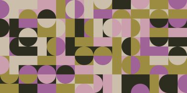 Basit geometrik formlarla kusursuz geometrik desenli tasarım. Büyük renk paleti ile dairesel geometrik vektör grafiği, poster tasarımı, kumaş baskısı, duvar kağıdı, ambalaj kağıdı için kullanışlı.