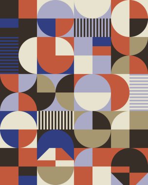 Neo Modernizm, soyut vektör geometrik şekil ve formlarla yapılmış. Basit form cesur grafik tasarımı, web sanatı, davetiye kartları, posterler, baskılar, tekstil, arka plan için kullanışlı.