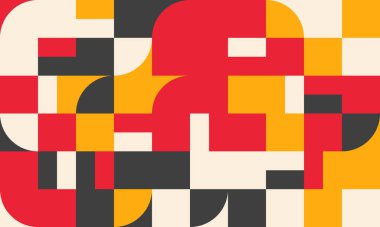 Cesur geometrik şekilli vektör soyut sembollerinin yeniden yapılandırılmış postmodern sanat eserleri, web arkaplanı, poster tasarımı, dergi ön sayfası, yüksek teknoloji baskısı, kapak resmi.