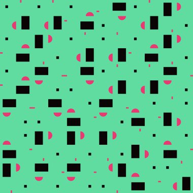 Basit geometrik şekilleri ve temel renkli formları olan modern geometrik soyut desen tasarımı. Poster sanatları, web tasarımı, markalaşma sunumu, albüm baskısı, moda dokusu vs. için harika.