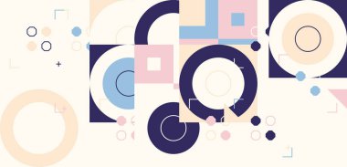 Geometrik şekil ve formlarla yapılmış basit vektör desenlerinin dijital grafik tasarımı, web sitesi başlığı, iş kartı, davetiye, poster, tekstil baskısı, arkaplan.