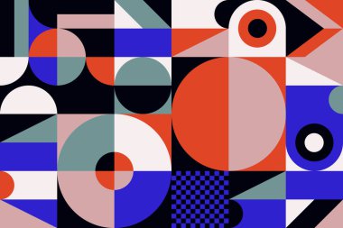 Geometrik soyut vektör basit elementler güzel bir renk paletiyle yapıldı. Geometrik şablon arkaplanı, web tasarımı, iş kartı, davetiye, poster, moda baskısı için kullanıma hazır.