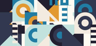 Geometrik şekil ve formlarla yapılmış basit vektör desenlerinin dijital grafik tasarımı, web sitesi başlığı, iş kartı, davetiye, poster, tekstil baskısı, arkaplan.