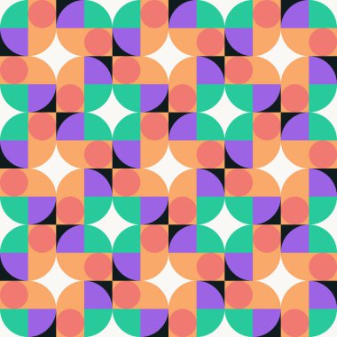 Basit şekillerle yapılan soyut geometrik klasik dikişsiz desen. Geometrik kompozisyon, web tasarımı için kullanışlı, kartvizit, davet, poster, tekstil baskısı, arkaplan.