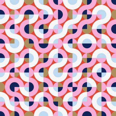 Basit tekrarlayan geometrik şekilli kusursuz geometrik desen. Temel geometrik elementlerin soyut vektör grafik tasarımı. Web tasarımı, tekstil baskısı, duvar kağıdı, ambalaj kağıdı için kullanışlı.