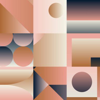 Basit şekilleri ve figürleri olan geometrik çizimler. Geometrik şekilli ve elementli soyut desenler. Web afişi, iş sunumu, marka paketi, kumaş baskısı için mükemmel.