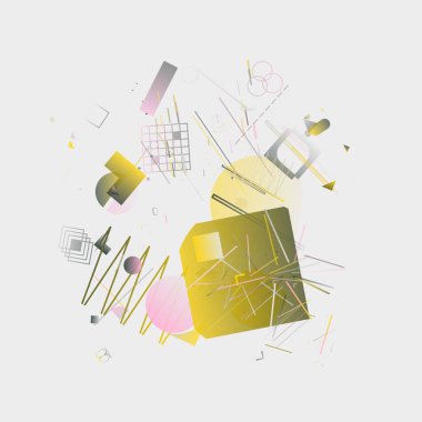 Geometrik şekiller ve elementlerle yapılan soyut sıradışı kompozisyonun modern sanat eserleri. Basit geometri vektörü arka planı web tasarımı, kartvizitler, davetiye, poster, moda baskıları için kullanışlı.