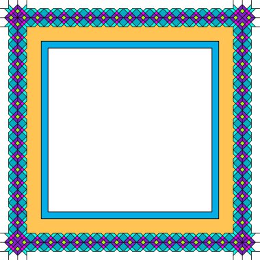 geometrik bir çizgi şeklinde kare çerçeve. Geometrik vektör soyut kare izole çerçeve beyaz arkaplanda. Tasarım ögeleri, şablon 