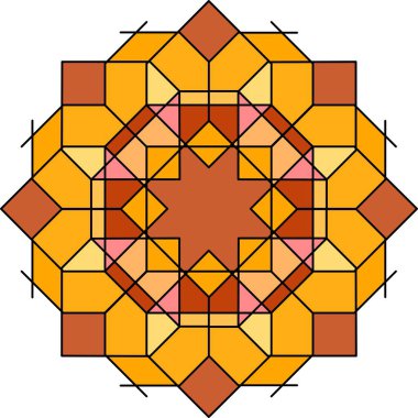 Çapraz veya daire şeklinde geometrik desenli bir motif. Çizgiler ve şekillerden oluşuyor. Zamanımızın dekoratif bir deseni. 