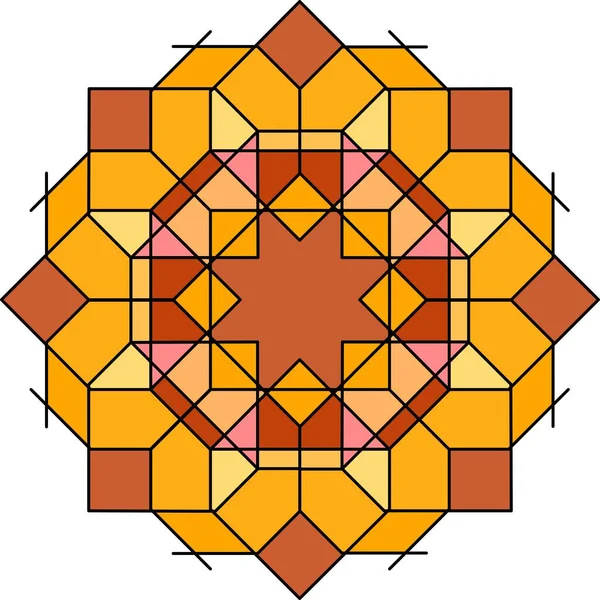 Ένα Γεωμετρικό Μοτίβο Πλακιδίων Μορφή Σταυρού Κύκλου Αποτελούμενο Από Γραμμές — Διανυσματικό Αρχείο