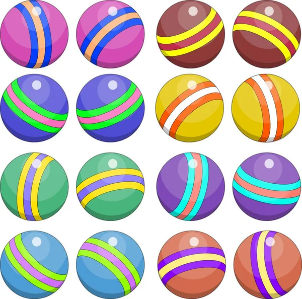 Ensemble Jouets Ronds Colorés Pour Nouvelle Année Boules Colorées — Image vectorielle