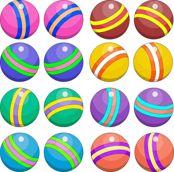 Set Colorful Toys New Year Colorful Balls — Stock Vector