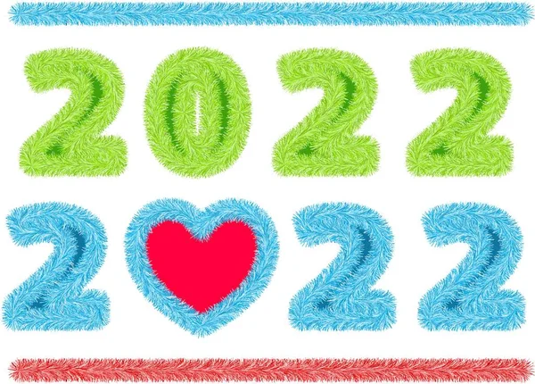 Inscription New Year 2022 Tinsel Outline Looks Festive Elegant — Stock Vector