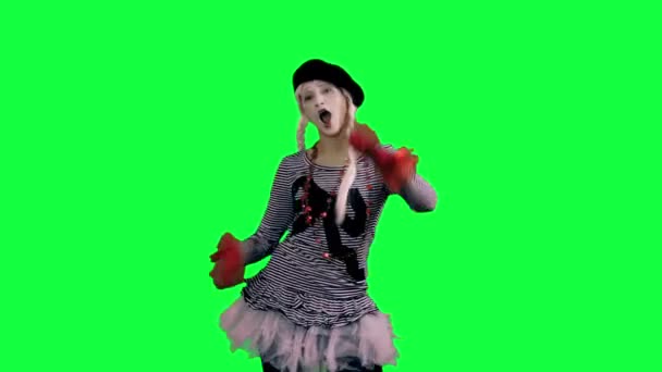 The girl mime funny dancing — Stock Video