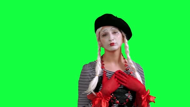 Το κορίτσι mime φλερτ αστείο — Αρχείο Βίντεο