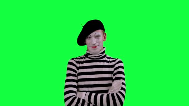 The mime boy laughs hysterically — Stock Video