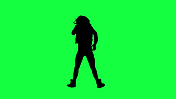 Silhouette de danseuse sur fond vert — Video