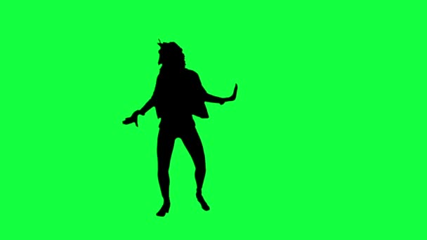 Silueta tanečnice na zeleném pozadí — Stock video