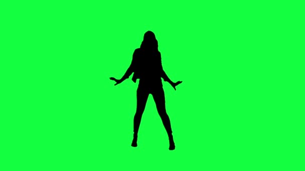 Dansarens silhuett mot en grön bakgrund — Stockvideo
