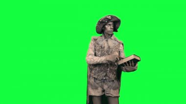 Canlı heykel bir kitapla Chromakey