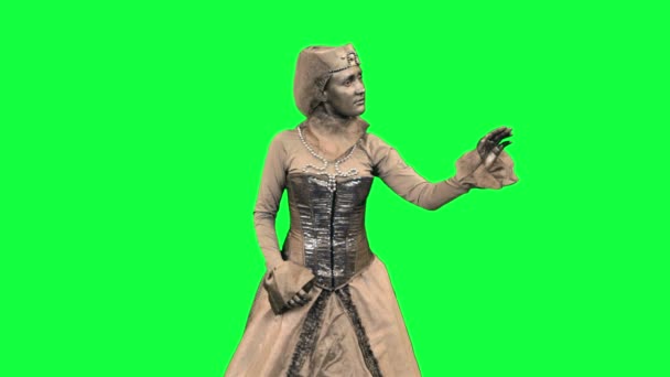 Living statue sends an air kiss Chromakey — Stock Video