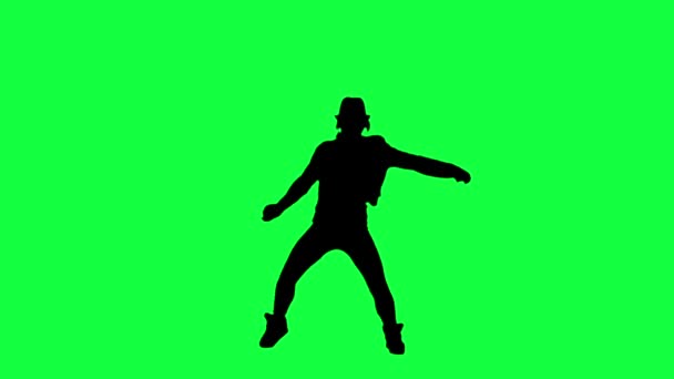 Silhouette eines Mädchens mit Hut, das wie der König des Pop tanzt. Chroma Key Hintergrund — Stockvideo