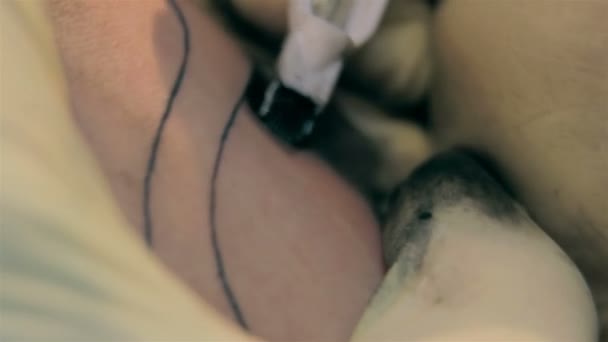 Tatuering på en hand — Stockvideo