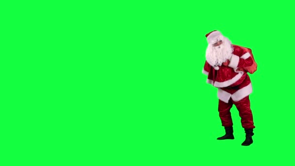 Kerstman met cadeau zak Chromakey (groen scherm) — Stockvideo