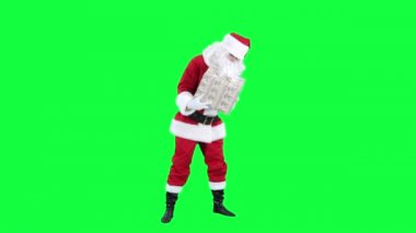 Noel Baba ile bir hediye kutusu chroma anahtar (yeşil ekran)