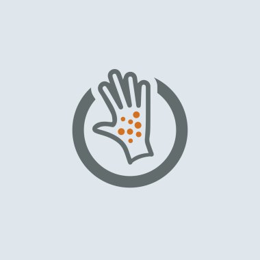 Gray-orange Itchy Palm Round Icon clipart