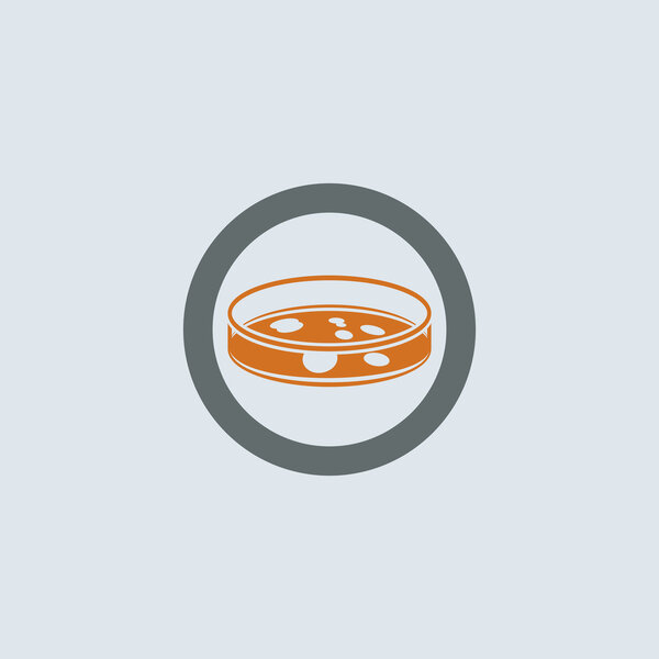 Gray-orange Petri Dish Round Icon