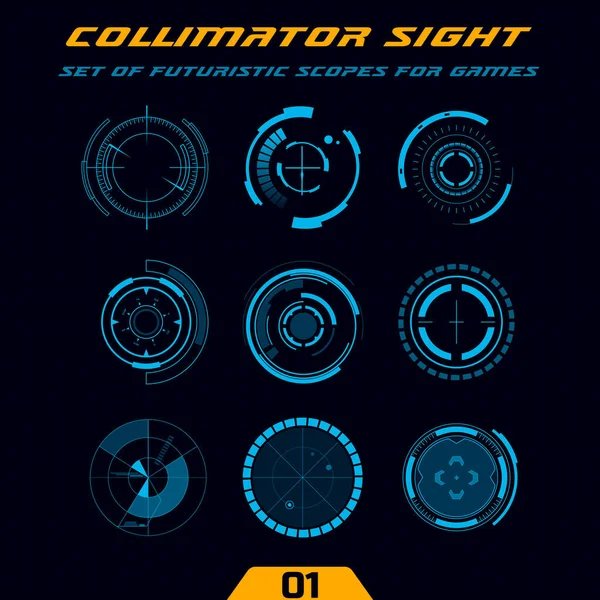 Hud Circular Futurista Miradas Colimadoras Militares Alcances Armas Objetivos Francotirador — Vector de stock