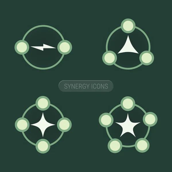 Sinergia Dos Tres Cuatro Cinco Elementos Trabajo Equipo Símbolo Conceptual — Vector de stock