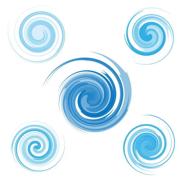 Abstract Clear Blue Water Swirl Set Vector Illustration — Stock Vector