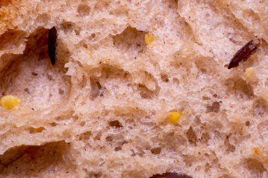 Tohumlu buğday ekmeği dokusu, yakın çekim makro çekim.