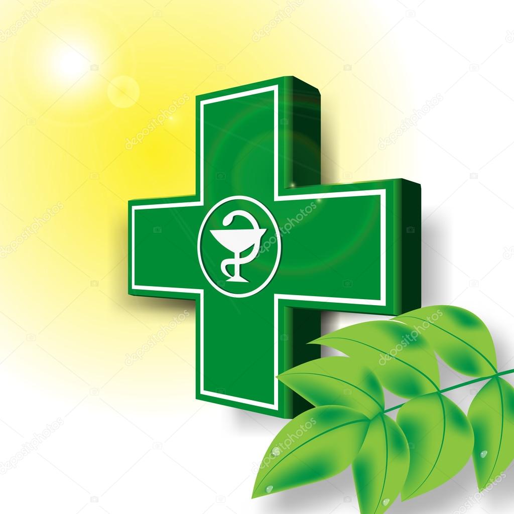 Green medical cross emblem