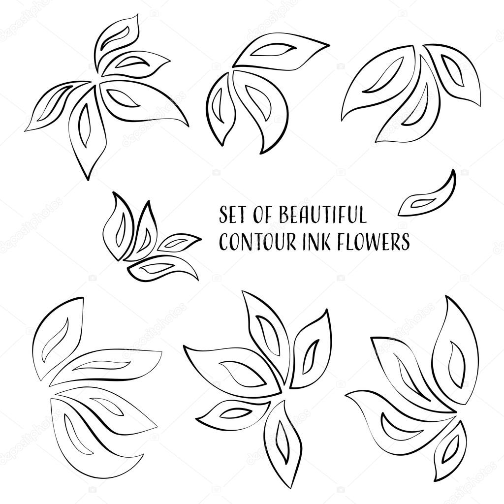 Contour ink flowers