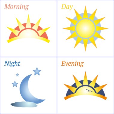 Sabah gün akşam gece Icon set