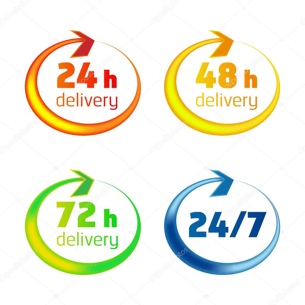 Around the clock delivery vector icons