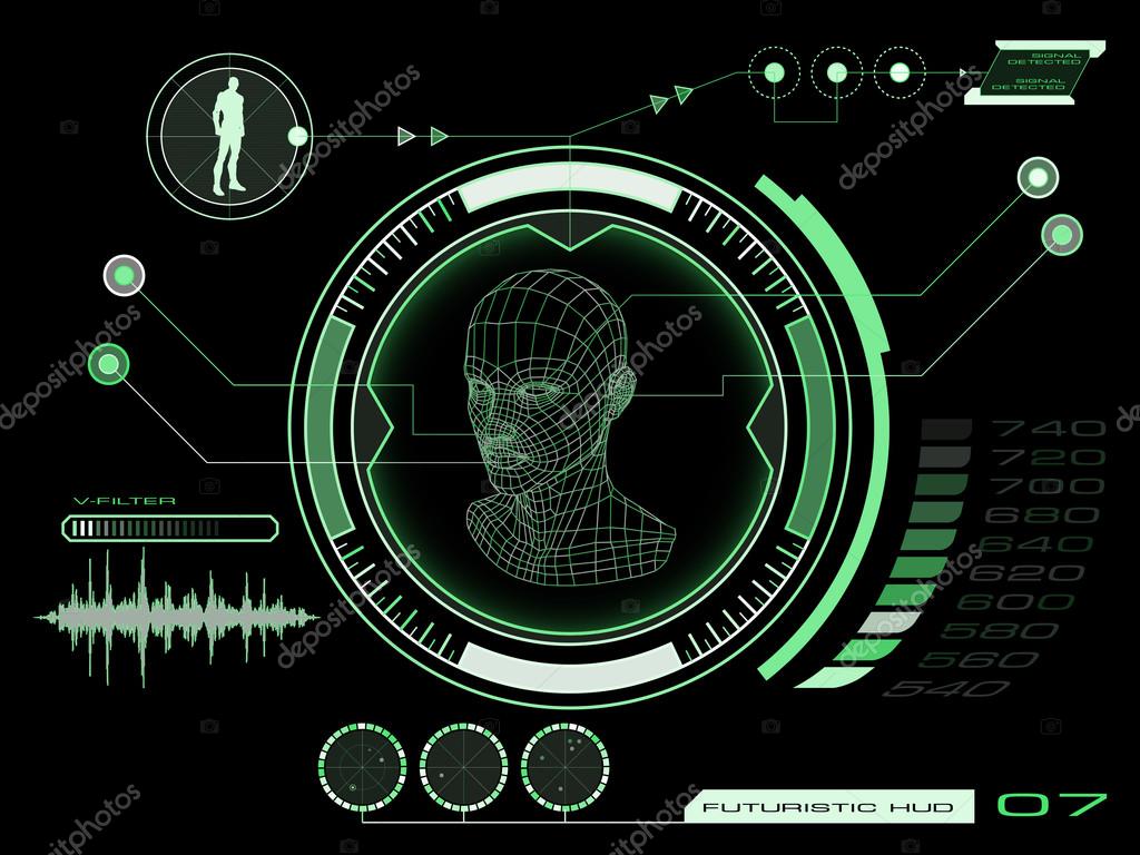 Abstract future, concept futuristic blue virtual graphic touch user interface HUD, raster version