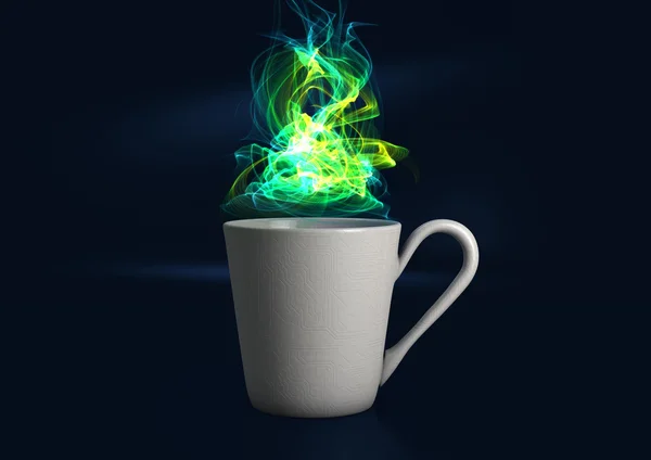 Ångande Digital Coffee Cup — Stockfoto
