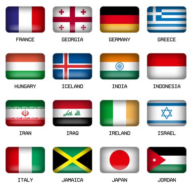 Dikdörtgen Dünya Top Birleşik bayrakları kümesi